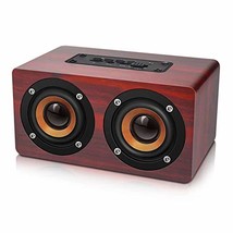 RENJUN Retro Wooden Bluetooth Speaker,HiFi Wireless Dual Loudspeakers 3D Surroun - $35.99