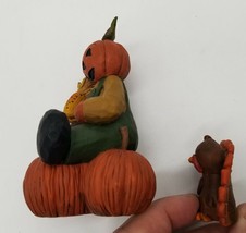 Lot of Two(2) Suzi Halloween Jack-o-Lantern Turkey Pumpkin Autumn Fall Figurines - £31.82 GBP