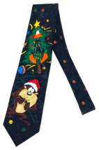 Looney Tunes Mania Necktie 1995 Tazmanian Devil Daffy Duck Christmas Tie-Black - £13.00 GBP