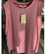 MICHAEL KORS Womens Sleeveless To￼p Sz Medium Red White Stripe New With ... - £31.86 GBP