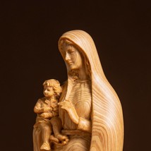 Handcrafted Virgin Mary and Baby Jesus Wooden Statue - £39.83 GBP