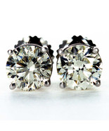 Real Diamond Stud Earrings Natural Round Cut Treated G SI1 14K White Gol... - £3,437.19 GBP