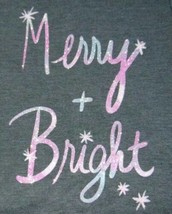Girls Shirt Christmas SO Gray Merry Bright Long Sleeve Top Hi-Lo Hem Scoop- 7/8 - £11.73 GBP