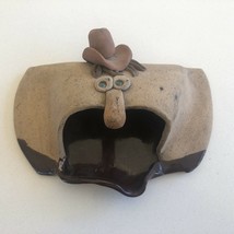 Handmade Pottery Cowboy w/ Twee hat - Paperclip / Business Card Holder - £59.34 GBP