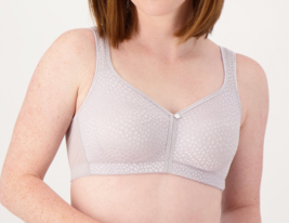 Breezies Wirefree Diamond Shimmer Unlined Support Bra- Pearl Grey, 46B - £18.20 GBP