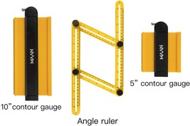 Contour Gauge w Lock 3 Pk 5&quot; &amp; 10&quot; Shape Duplication Profile Tool 1 Angle Ruler - £17.00 GBP