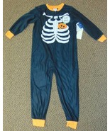 Boys Pajamas Halloween Black Skeleton Glow in Dark Fleece 1 Pc Jellifish... - £15.80 GBP