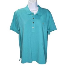 Lauren Ralph Lauren Sport Polo Shirt Large Ocean Blue Gold Buttons LRL Logo - $24.74