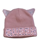 &quot;QUEEN&quot; Studded Pink Cat Ears Girls Slip-On Winter Hat Small (4-7 Years ... - $19.75 CAD