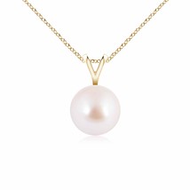 ANGARA Japanese Akoya Pearl Solitaire V-Bale Pendant in 14K Gold (AAA Size-7) - $379.05