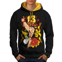 Wellcoda Lucky Number 13 Lady Mens Contrast Hoodie, Gamble Casual Jumper - £31.45 GBP