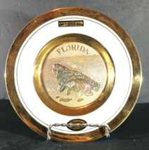 CHOKIN ART COLLECTIBLE FLORIDA MANATEES PLATE Fine Porcelain 24kt Gold R... - $14.24
