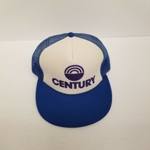 Vintage Blue &amp; White Century Logo Trucker Mesh Snapback Hat, Speedway Brand - £11.81 GBP