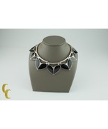 Taxco Mexico Sterling Silver Onyx Inlay Heart Dangle Choker Necklace - $1,441.40 CAD