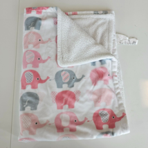Little Celebrity White Pink Gray Elephant Safari Baby Blanket Security Lovey - £22.45 GBP