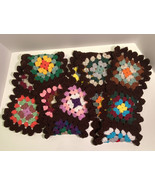 Granny Square Scarf Multi-Color Handmade Crochet Crocheted Ruffle Edge 7... - $27.99