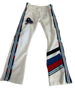 Vtg Women Pepe Jeans 73 London Wht Flare Trackpants L Joggers Racing Str... - $88.35 CAD