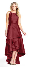 Adrianna Papell Garnet High Low Mikado Gown with Asymmetrical Detail   4 - $226.71