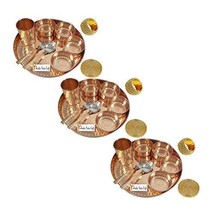 Prisha India Craft Set of 3 Indian Dinnerware Pure Copper Traditional Dinner Set - £126.45 GBP