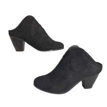 Pierre Dumas Women&#39;s 8.5 Black Faux Suede Mules Booties 2.75&quot; Cone Heel ... - $21.29