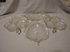 Set of 4 Vintage Leaf-Shaped Relish/Candy Dishes Maple, Birch, Oak - $309.07 MXN