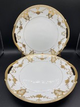 Noritake 2x serving plates in white porcelain with lavish gold Antique 1... - $34.18
