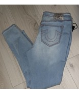 True Religion Blue Jennie Distressed Mid Rise Curvy Skinny Jean SZ 31 - $3,261.99 MXN