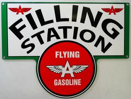 Flying A Gasoline Filling Station Plasma Cut Metal Sign - £78.52 GBP