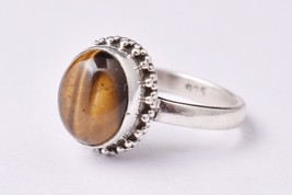 925 Sterling Silver Tiger Eye Gemstone Rose Gold/Gold Plated Ring Gift GRS-1182 - £30.68 GBP+