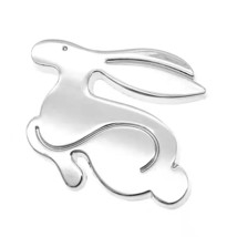 Al 1 pcs 3d metal running rabbit emblem rear trunk badge cartoons car styling decal for thumb200