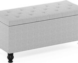 Furinno Laval Storage Ottoman Bench With Button Tufting, Glacier. - $168.96