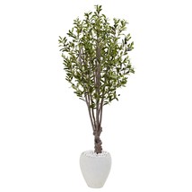 Nearly Natural 5860 5 ft. Olive Tree in White Oval Planter - £214.81 GBP