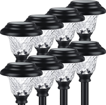 Glass Solar Lights Outdoor, 8 Pack Super Bright Solar Pathway Lights, up... - £64.99 GBP