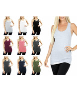 Womens Cotton Smooth Racerback Tank Top Stretch Workout Fitness Yoga Basic - £11.22 GBP