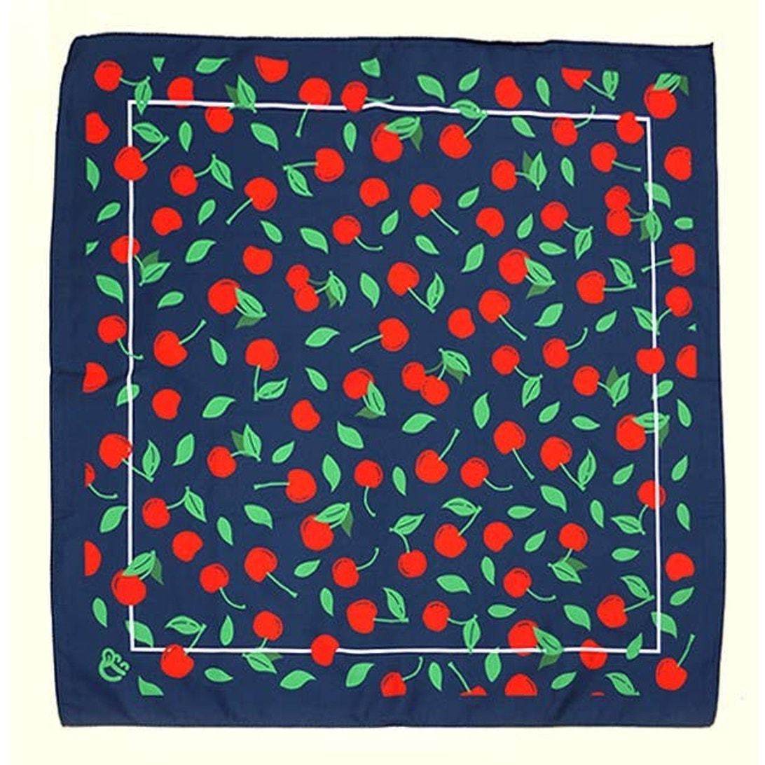 Lightweight Silky Feel Cherry Bandana Scarf