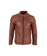 Men & Women Leather Jacket Cowhide Vintage Biker Café Racer Designer Distressed  - $276.72 CAD