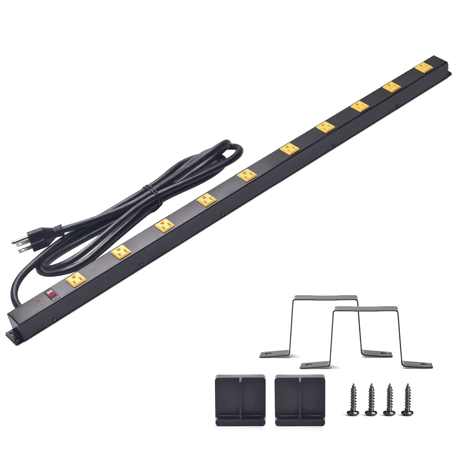 10-Outlet Heavy Duty Power Strip Surge Protector Metal Long Extension Cord 6-Foo