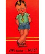 Comic Adorable Child Little Boy Aw! Dames Is Nuts! Linen Postcard UNP Un... - $71.72 MXN