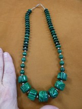 (v493-10) Green Malachite gemstone + silver alloy beaded bead 23&quot; long Necklace - £131.69 GBP