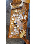 VTG 1960&#39;s 50s Watch Watchmaker Parts Drawer Dump LOT Movements hands pi... - $47.49