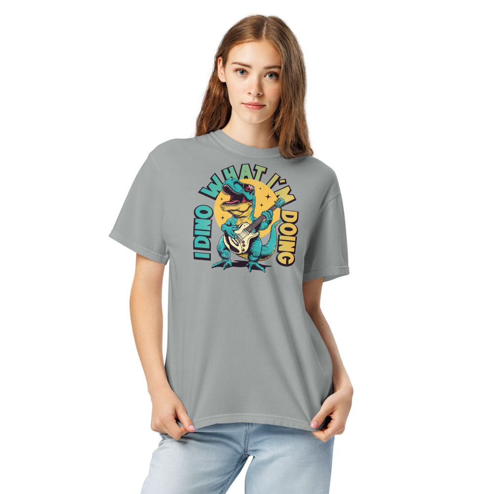 Unisex Garment-Dyed Heavyweight T-Shirt – I Dino (Granite) - $59.99