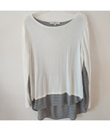 LOFT Cream Black Long Sleeve Layered Look Sweater Floral Geometric Top S... - $27.34 CAD