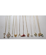 Gold Tone Pendant Necklaces 10pc Lot ~ Assortment New &amp; Pre-Owned - £6.62 GBP