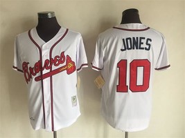 Braves #10 Chipper Jones Jersey Old Style Uniform White - £35.97 GBP