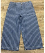 Seven7 Pants Size 12 Linen Blend Blue/White Stripe Wide Leg  - £14.86 GBP