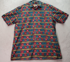 Territory Ahead Shirt Men Tall XL Teal Burgundy Tribal Pocket Collar Button Down - £21.32 GBP