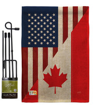 US Canada Friendship Burlap - Impressions Decorative Metal Garden Pole Flag Set  - £26.68 GBP