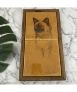 Vintage 80s Cat Tile Trivet Orange Brown Kitchen Decor Wood Frame Johnst... - $646.24 MXN