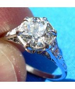 Earth mined Diamond Deco Engagement Ring Antique Platinum Statement Solitaire 1c - $13,865.25