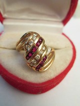 925 Silver Gold Plated  Simulated Ruby Engagement Ring 1.10Ct - £89.54 GBP